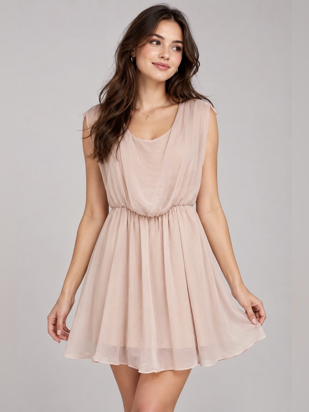 Lush Blush Pink Chiffon Sleeveless Dress Size Medium